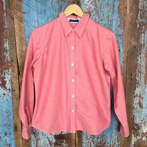 Crazy Horse Liz Claiborne Button Down Red Shirt Size 8P Preppy Western